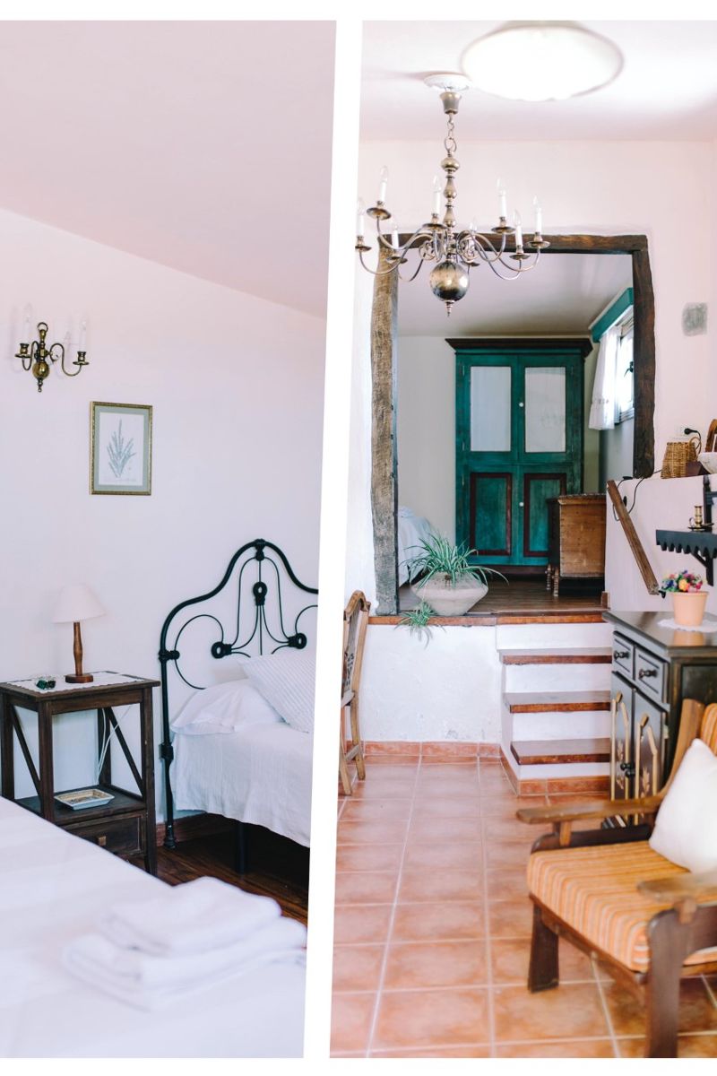 Ingerichte kamer en woonkamer in een landelijk huis op Tenerife.