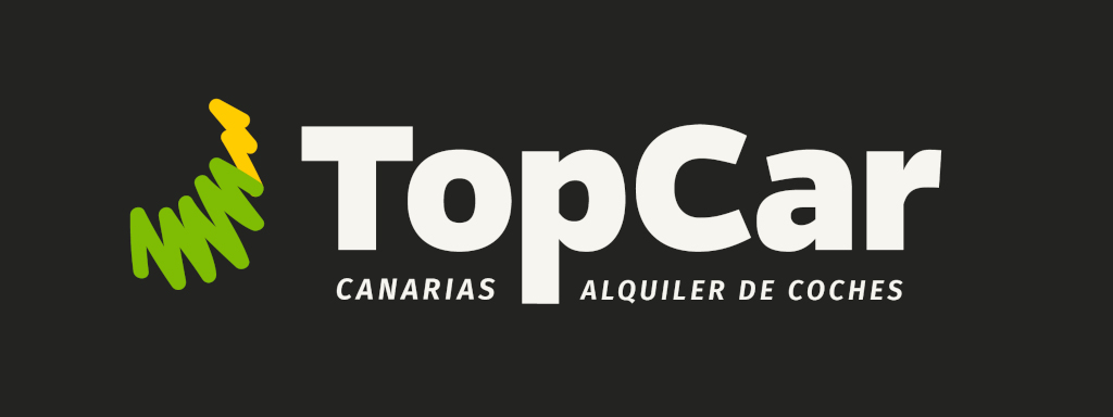 TopCar Canarias Autoverhuur, logo op een donkere achtergrond.