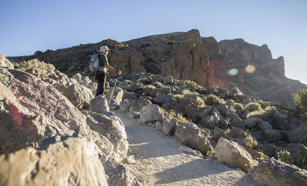 Persoon die wandelt in Nationaal Park Teide, Tenerife.